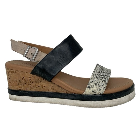 Crevo Sandals Women's 9 Snake Skin Grey Leather Ankle Strap Wedge Cow Hair - Picture 9 of 13